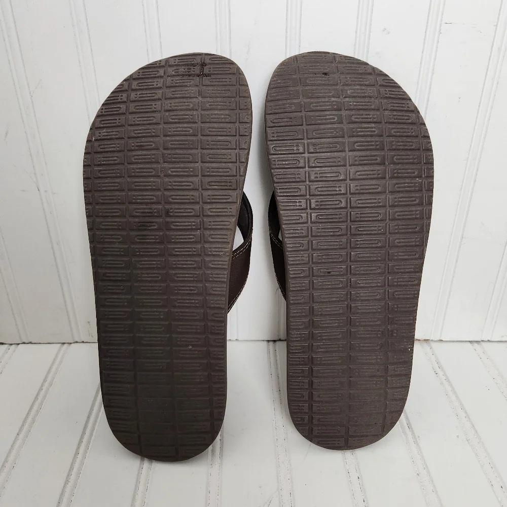 Sanuk Mens Size 11 Brown Flip Flop Thong Flat Comfort Water Friendly Sandals
